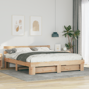 vidaXL Bedframe met hoofdeinde Bruin 200 x 200 cm Massief grenenhout
