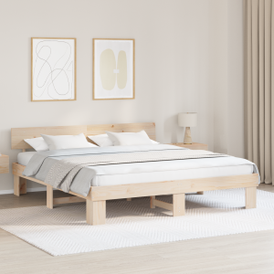 vidaXL Bedframe met hoofdeinde Bruin 200 x 200 cm Massief grenenhout