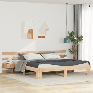 vidaXL Bedframe met lade Bruin 200 x 200 cm Massief grenenhout