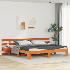vidaXL Bedframe met lade Bruin 200 x 200 cm Massief grenenhout