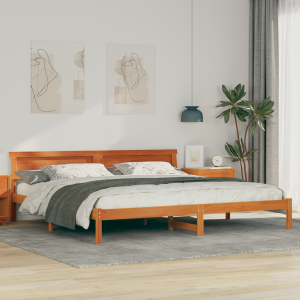 vidaXL Bedframe met LED -striplichten met hoofdeinde Bruin 200 x 200 cm Hout
