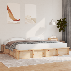 vidaXL Bedframe met opslag Bruin 200 x 200 cm Grenenhout