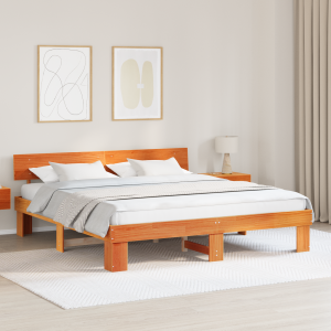 vidaXL Bedframe Wasbruin 200 x 200 cm Massief grenenhout