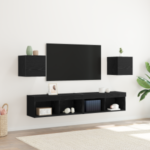 vidaXL Bijzettafel 50x50x35 cm bewerkt hout zwart eikenkleurig