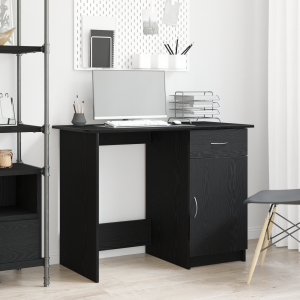 vidaXL Bureau 100x50x76 cm bewerkt hout zwart eikenkleurig