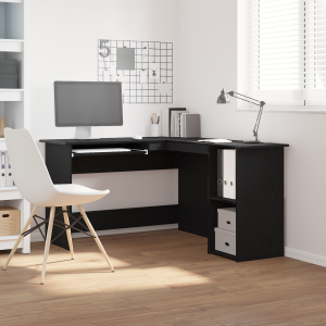 vidaXL Bureau in Zwart Eiken 120x140x75 cm Gemaakt van Bewerkt Hout