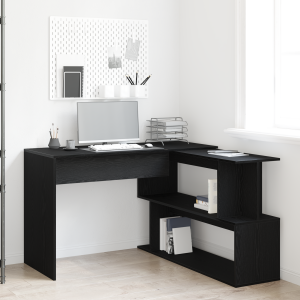 vidaXL Bureau Zwart Eiken 200x50x76 cm Bewerkt Hout