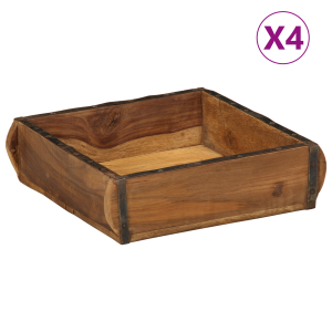 vidaXL Dienbladen 4 st 31x29x10 cm massief gerecycled hout
