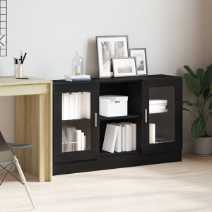 vidaXL Dressoir Zwart Eiken 120x30,5x70 cm Gemaakt van Engineered Hout