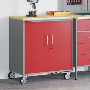 vidaXL Gereedschapskast met wielen en slot 75x45x85 cm staal rood