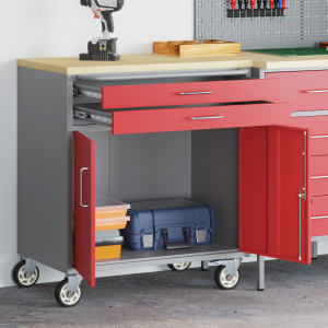 vidaXL Gereedschapskast met wielen en slot 75x45x85 cm staal rood