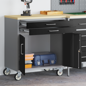 vidaXL Gereedschapskast met wielen en slot 75x45x85 cm staal zwart