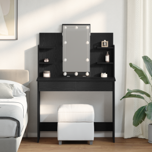 vidaXL Kaptafel met LED 96x40x142 cm zwart eikenkleurig