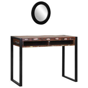 vidaXL Kaptafel met spiegel 100x50x75 cm ruw mangohout meerkleurig