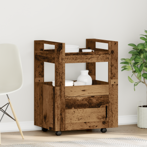 vidaXL Keukentrolley 60x45x80 cm bewerkt hout oud houtkleurig