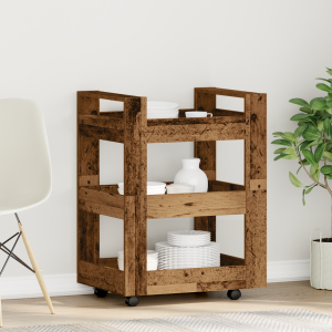 vidaXL Keukentrolley 60x45x80 cm bewerkt hout oud houtkleurig