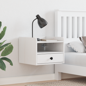vidaXL Nachtkastje met lade Wit 38 x 36 x 29.5 cm Massief grenenhout