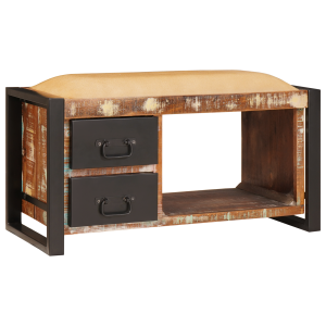 vidaXL Opbergbank Kleurig 80x35x40 cm Massief Gerecycled Hout