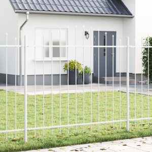 vidaXL Tuinafscheiding met Hoepel Top Wit 3,4x1,25 m staal