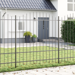 vidaXL Tuinafscheiding met Hoofdtop Grijs 3,4x1,75 m Staal
