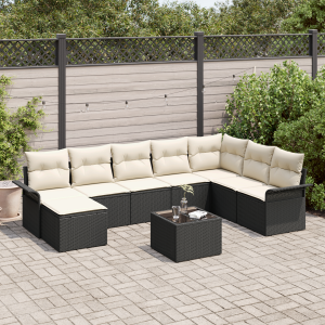 vidaXL Tuinbank 2-zits met opbergruimte en kussens poly rattan zwart