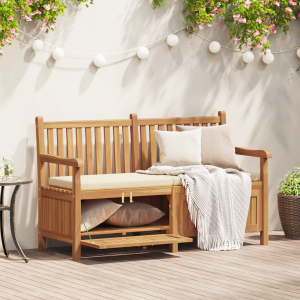 vidaXL Tuinkast Bank Bruin 150 x 60 x 90 cm Massief teakhout