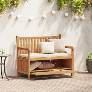 vidaXL Tuinkast Bank Bruin 228 x 60 x 90 cm Massief teakhout