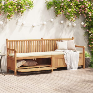 vidaXL Tuinkast Bank Bruin 228 x 60 x 90 cm Massief teakhout