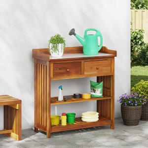vidaXL Tuinkast met lade met plank met opslag Bruin 78 x 36,5 x 78 cm Massief acaciahout