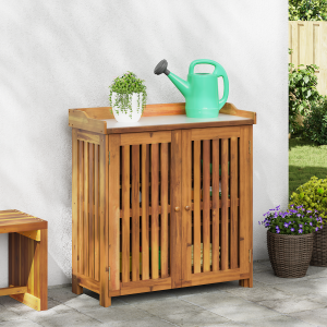vidaXL Tuinkast met opslag met de deur Bruin 78 x 36.5 x 78cm Massief acaciahout