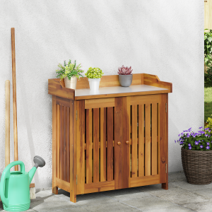 vidaXL Tuinkast met opslag met de deur Bruin 78 x 36.5 x 78cm Massief acaciahout
