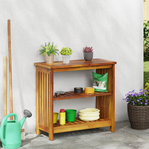 vidaXL Tuinkast met plank met opslag Bruin 75 x 35 x 70cm Massief acaciahout