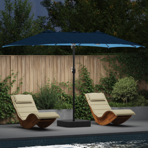 vidaXL Tuinparasol Blauw 385 x 209 x 244 cm Stof