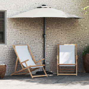 vidaXL Tuinparasol with LED Strip Lights Zand 294 x 150 x 223 cm Stof
