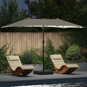 vidaXL Tuinparasol Zand 385 x 209 x 244 cm Stof