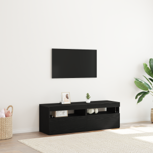 vidaXL TV Meubels met LED Lichten 2 stuks Zwart Eiken 60x35x40 cm Geengineerd Hout
