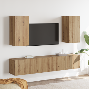 vidaXL Tv-meubelset 4 pcs artisanaal eikenkleurig Medium Bewerkt hout