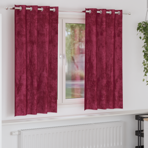 vidaXL Velours Gordijnen 2 stuks met Oogjes Bordeauxrood 175x140 cm