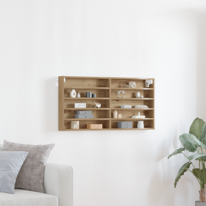 vidaXL Vitrinekast wandgemonteerd bewerkt hout artisanaal eiken