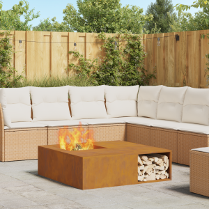 vidaXL Vuurkorf met Houtopslag 100x100x30 cm Weerbestendig Staal