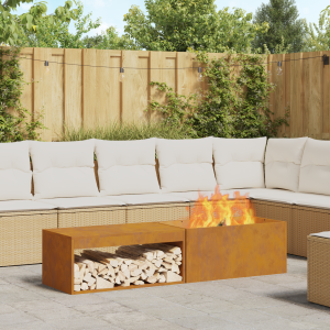 vidaXL Vuurkorf met Houtopslag 160x45x35 cm Weerbestendig Staal