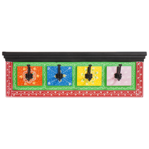 vidaXL Wandkapstok met 4 Haken 80x25x2 cm Massief Mango & Samengesteld Hout