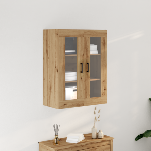 vidaXL Wandkast met glazen deuren 69,5x34x90 cm artisanaal eiken