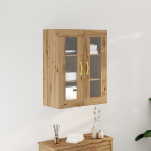 vidaXL Wandkast met glazen deuren 69,5x34x90 cm artisanaal eiken