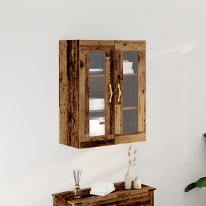 vidaXL Wandkast met glazen deuren 69,5x34x90 cm oud houtkleurig
