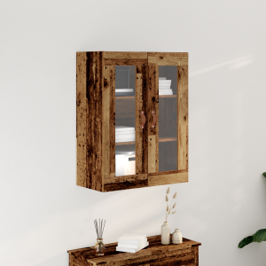 vidaXL Wandkast met glazen deuren 69,5x34x90 cm oud houtkleurig