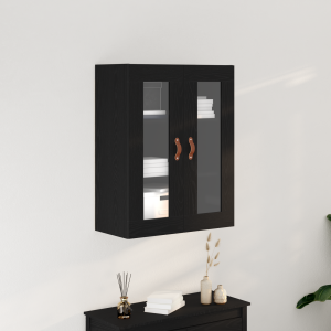 vidaXL Wandkast met glazen deuren 69,5x34x90 cm zwart eikenkleurig