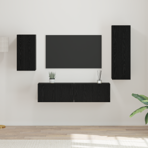 vidaXL Wandkast Set met plank met opslag met de deur 4 pcs Zwart eiken 30.5 x 30 x 90 cm