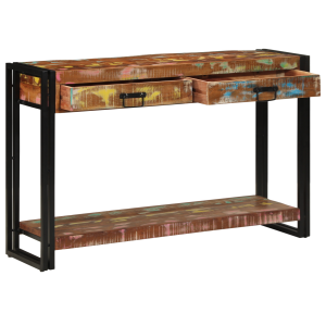 vidaXL Wandtafel 120x33x75 cm massief gerecycled hout meerkleurig