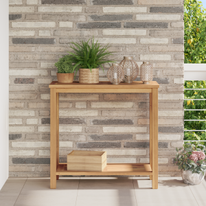 vidaXL Wandtafel met opslag met plank Bruin 85 x 35 x 75 cm Massief teakhout